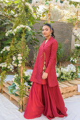 Alishba Kashif - CRIMSON FLOW - Red - Voile and Silk - 3 Piece